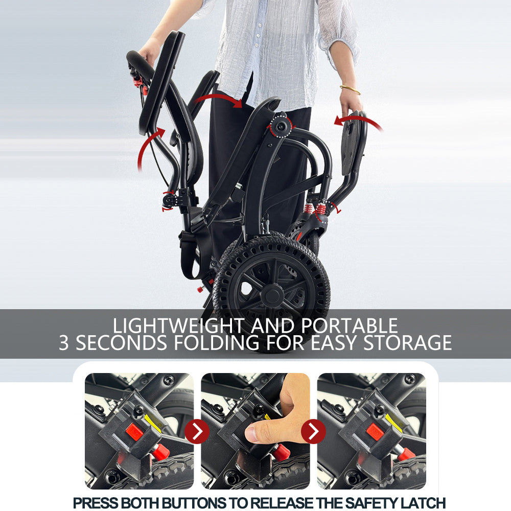 Ergonomic Manual Wheelchair Foldable Lightweight Wheelchair with Pull Rod for Elderly 9KG Aluminum Alloy Travel Wheelchair