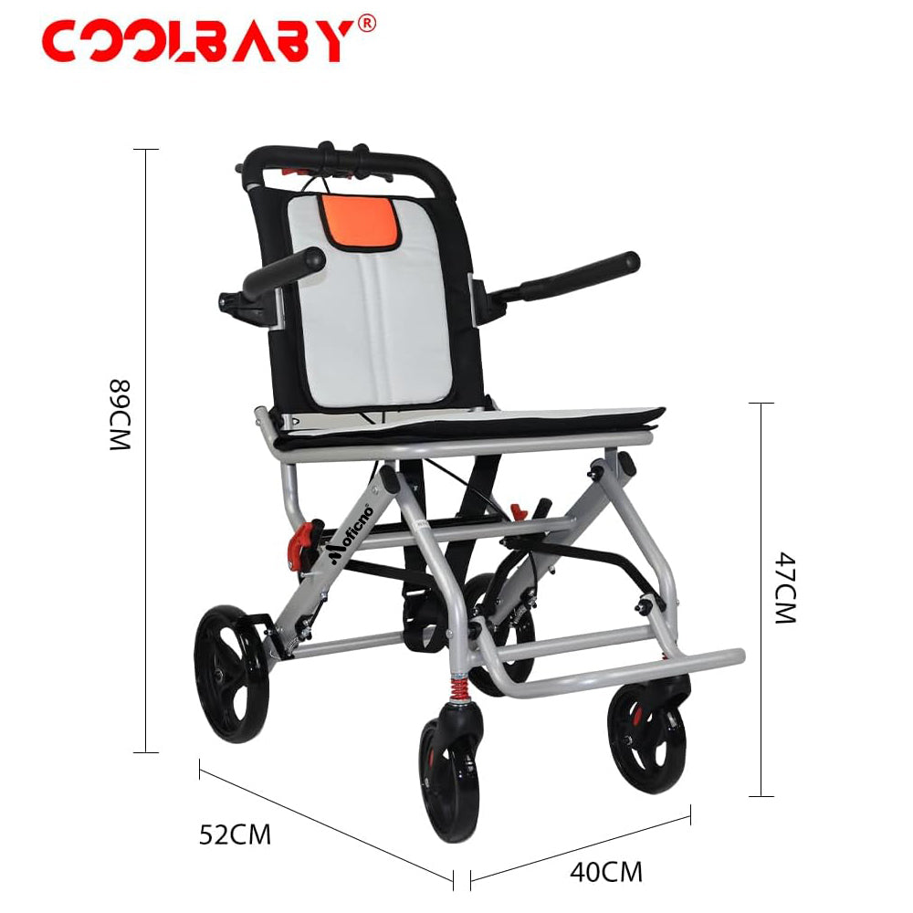 Super Lightweight (Only 19lbs aluminum wheelchairs wheelchairs portable foldable double support frame small hand push scooter
