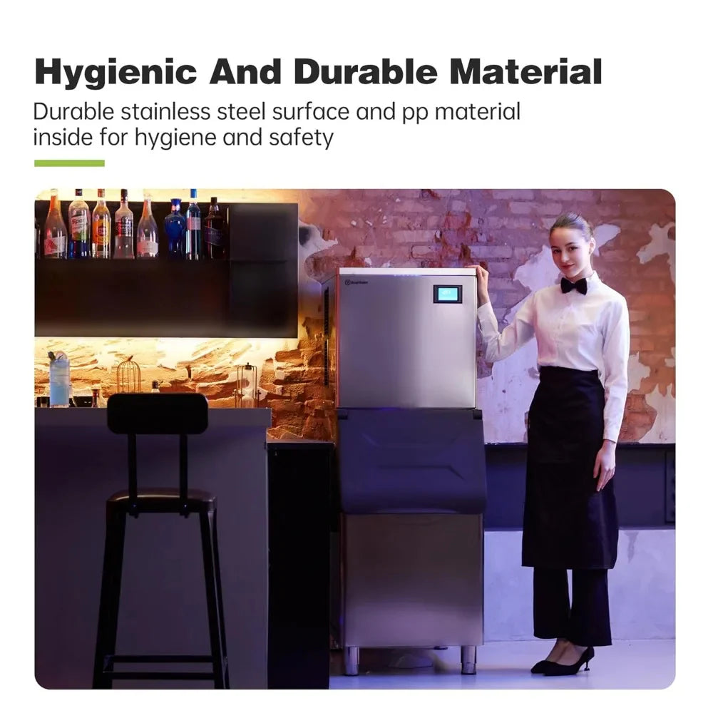 Automatic Ice Maker Machine Make Ice in Minutes – Compact Ice Maker High-Capacity Ice Cube Maker Commercial Ice Maker Machine,1102lbs(500kg)/24 h,440lbs (200kg)Storage Bin,Automatic Cleaning,Blue Ray,Perfect for Bar/Cafe/Restaurant