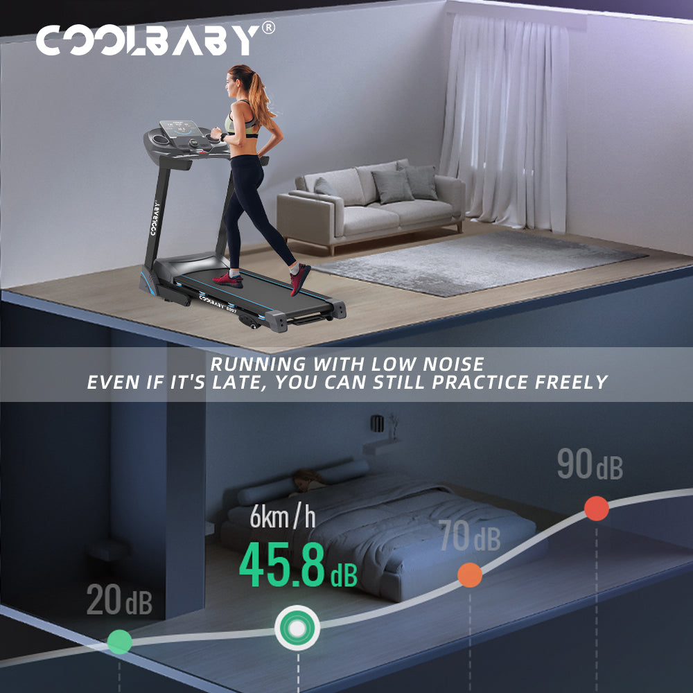 COOLBABY Folding Treadmill, Manual Incline Running Machine with 12 Preset Program, LCD Monitor & Heart Rate Sensor Exercise Equipment