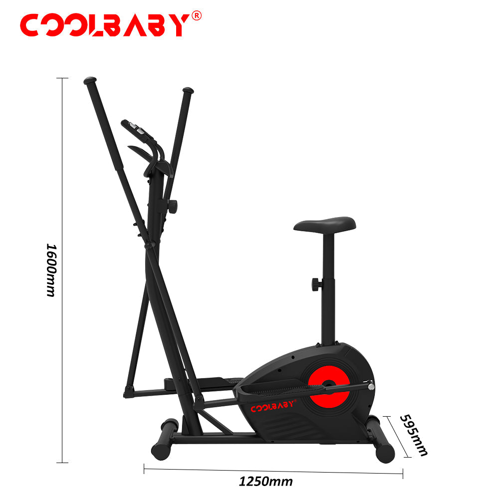COOLBABY Elliptical Machine,Elliptical Exercise Machine for home with Seat,8 Resistance Levels,Pulse Rate Grips and LCD Monitor,WQSJ-JSC02