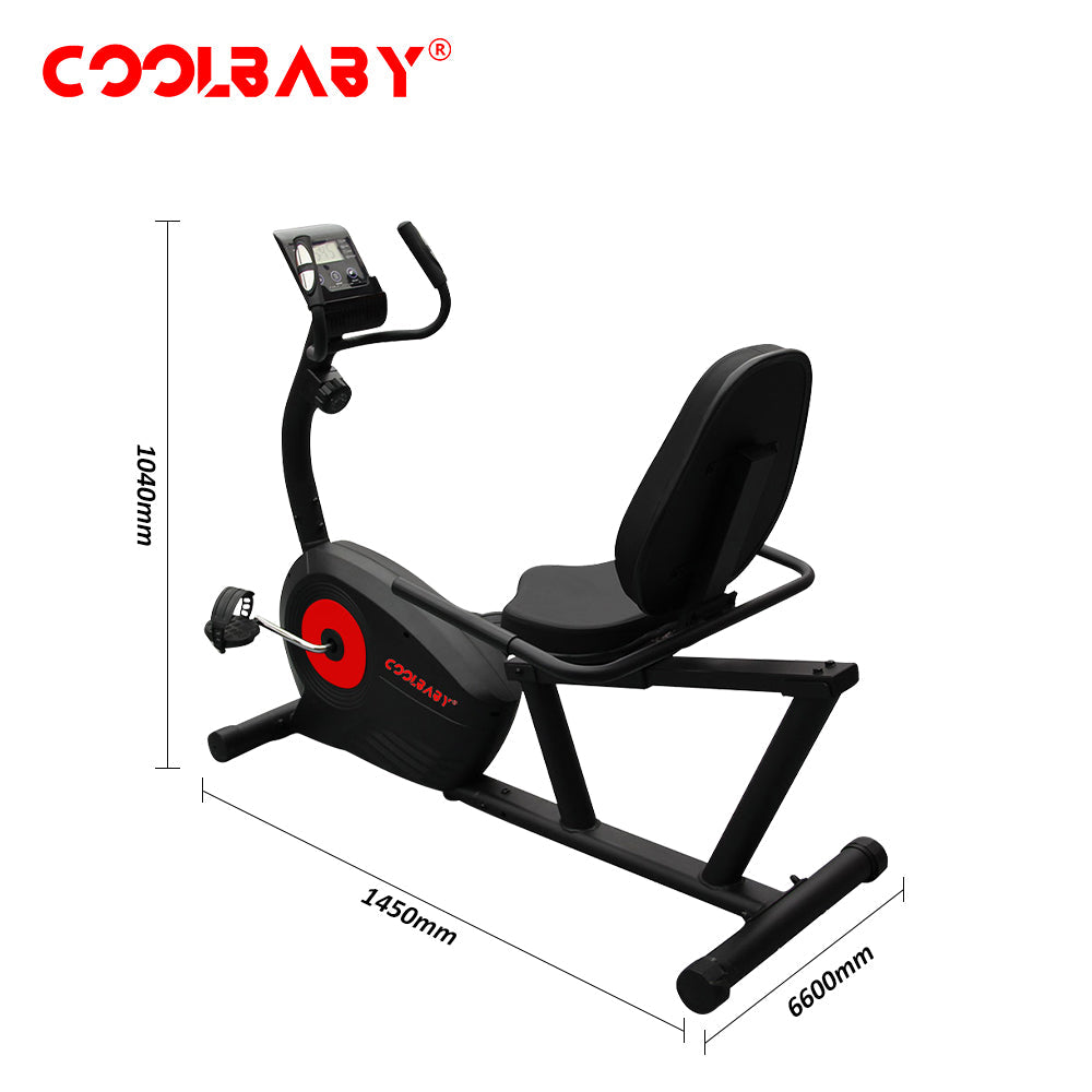 COOLBABY Exercise Bikes Stationary Indoor Recumbent Bikes with Backrest,Magnetic Stationary Bike,8 Levels Resistance