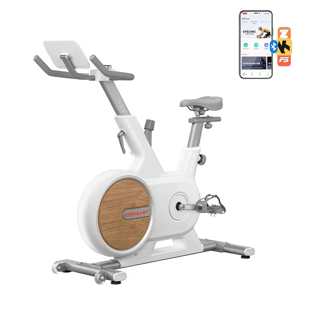COOLBABY Indoor Magnetic Spinning Bike With Bluetooth APP,Exercise Bike for Home Workout,Motorized Magnetic,Tablet Holder,WQSJ-JSC01
