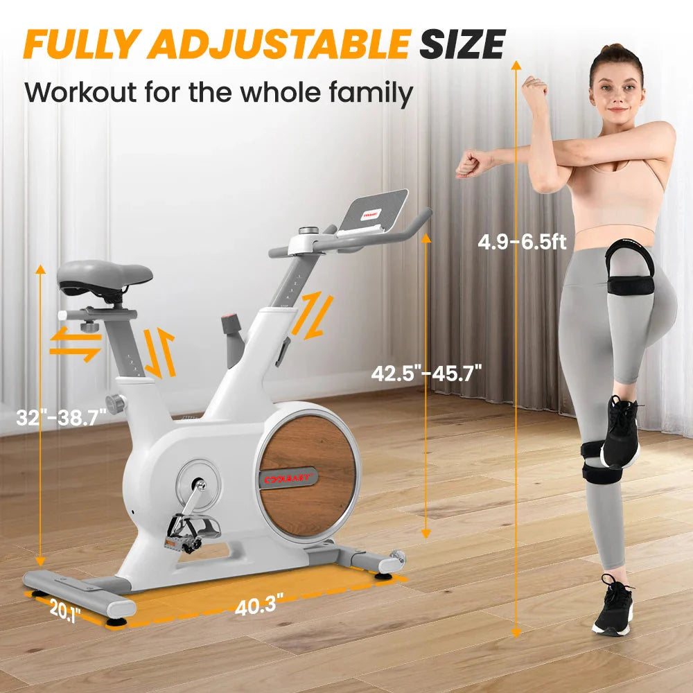 COOLBABY Indoor Magnetic Spinning Bike With Bluetooth APP,Exercise Bike for Home Workout,Motorized Magnetic,Tablet Holder,WQSJ-JSC01