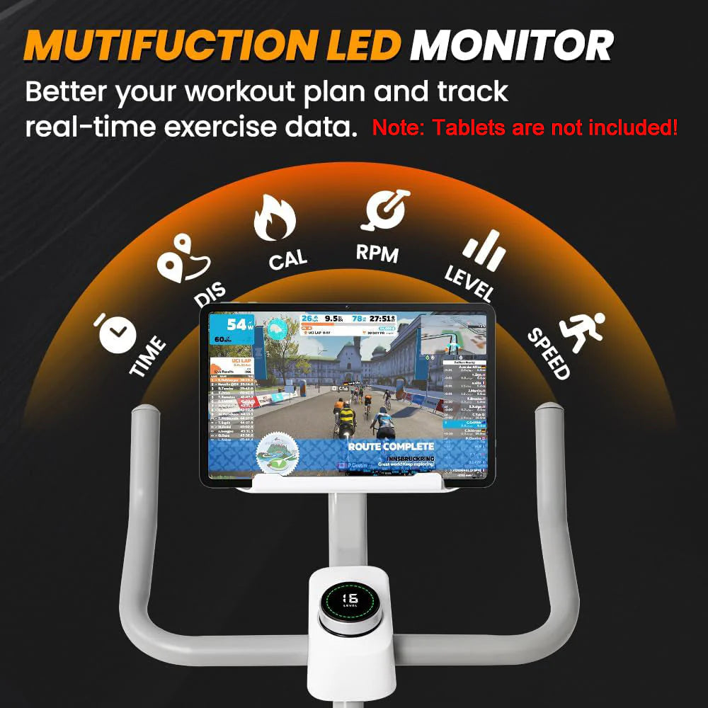 COOLBABY Indoor Magnetic Spinning Bike With Bluetooth APP,Exercise Bike for Home Workout,Motorized Magnetic,Tablet Holder,WQSJ-JSC01