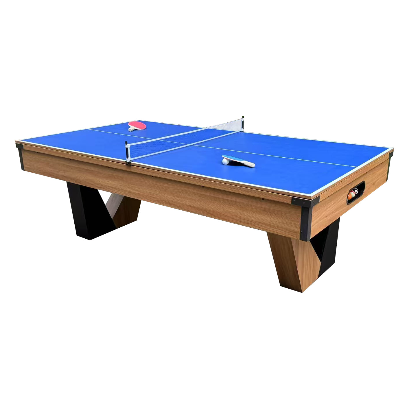 7 ft Pool Table with Wood Finish - Billiards Game Room Table for Adults & Family Billiard Table with Rustic Wood Finish