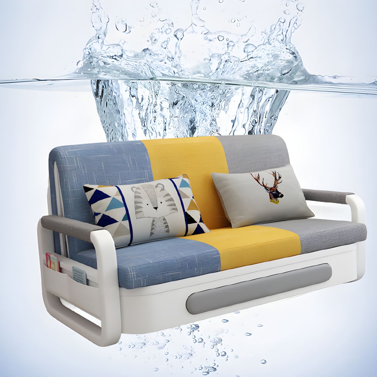 Modern Sectional Sofa Bed Set for Living Room & Dining Wood with Fabric & Foam Padding Reclining Feature Hotel Suitable (1.58M)