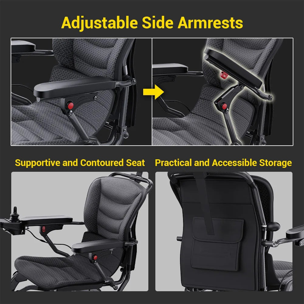 Powerful Lithium Rechargeable Controlled Lightweight 17.5kg Elderly Electric Wheelchair Brushless Motor Health Care Wheelchair