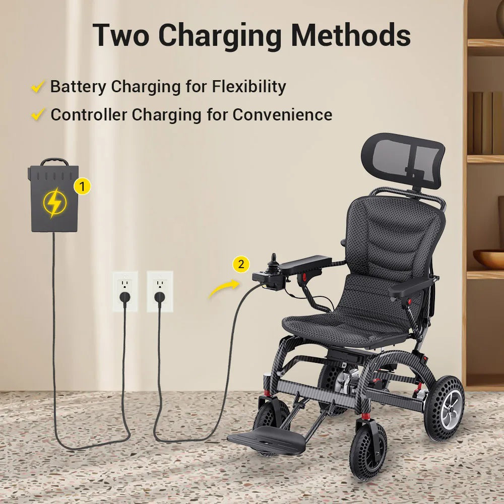 Powerful Lithium Rechargeable Controlled Lightweight 17.5kg Elderly Electric Wheelchair Brushless Motor Health Care Wheelchair