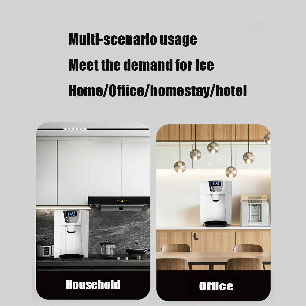 3-in-1 Countertop Ice Maker & Cold Water Dispenser – 15KG/Day, 2L Tank, Silver