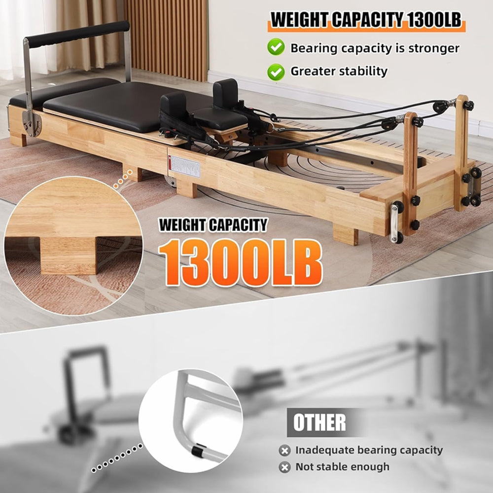 COOLBABY SSZ-PLT03 Pilates Reformer Folding Pilates Solid Wood Core Bed
