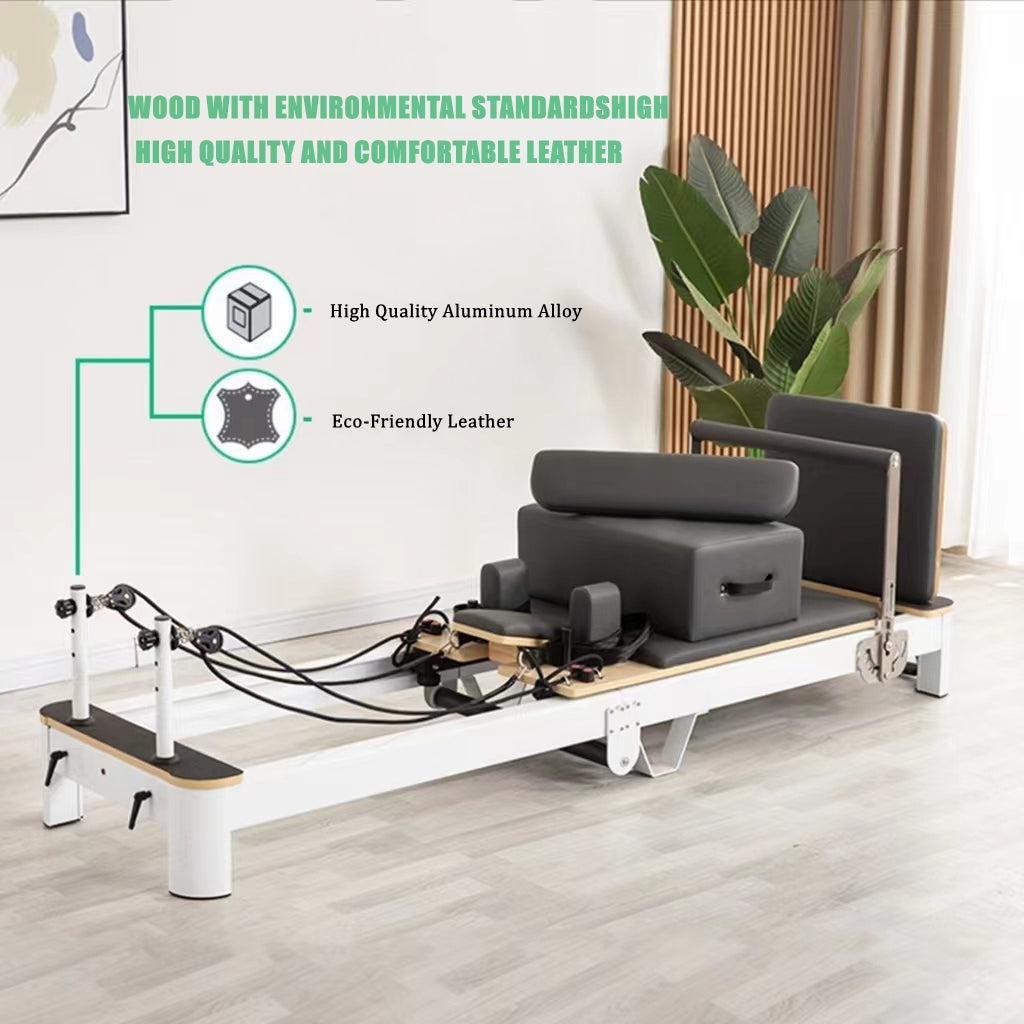 COOLBABY GS-PLT04 Pilates Reformer Folding Aluminum Yoga Bed NCS Pilates Reformer Machine, Aluminum Alloy Foldable Pilates Bed for Home, Exercise Yoga Equipment
