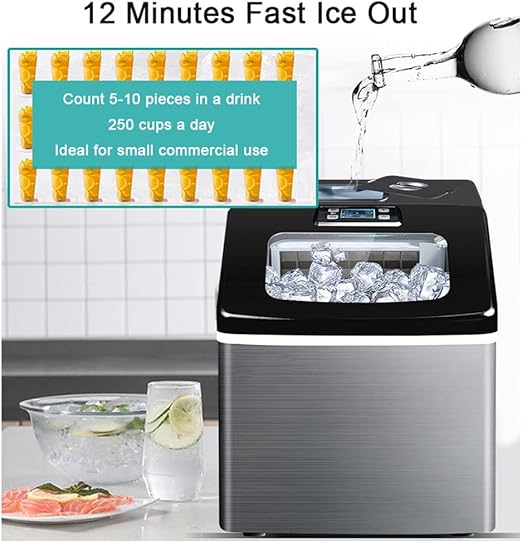 A-30KG Automatic Countertop Ice Maker – 25–30KG/Day Stainless Steel Ice Cube Machine for Home, Café & Restaurant
