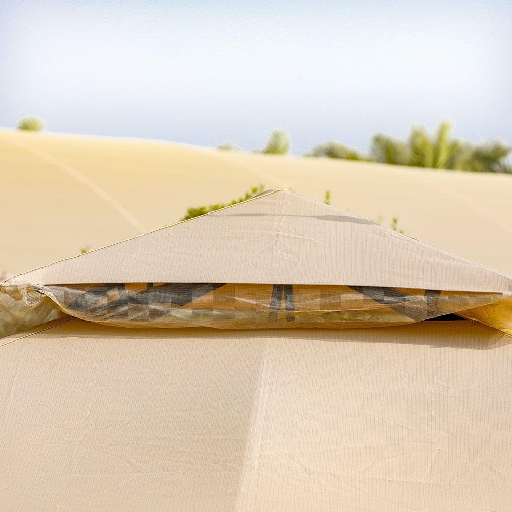 MOST WANTED Delight Gazebo Tent Steel Frame With Polyester Roof Square Shape Tent With Curtain Water And Uv Resistant Garden Patio Canopy Modern Outdoor Furniture 2.7X2.7M - Beige