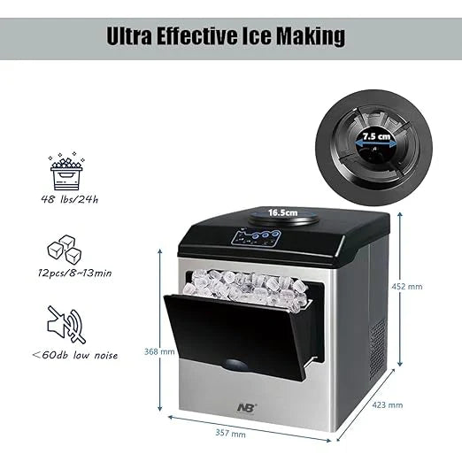2-in-1 Stainless Steel Ice Maker & Cold Water Dispenser – 48 lbs/Day, 3 Ice Sizes, Self-Cleaning