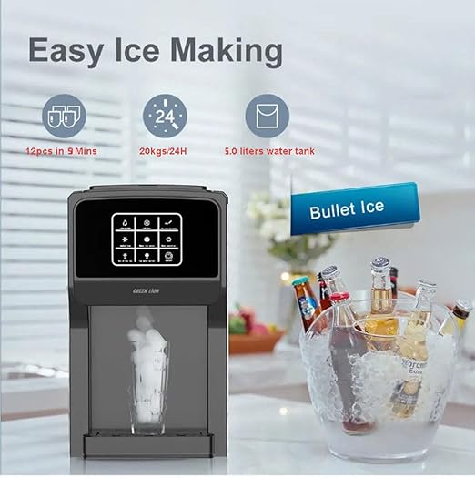 3-in-1 Ice Maker, Water Dispenser & Ice Crusher – 18–20KG/Day with 5L Tank and Touch Contro