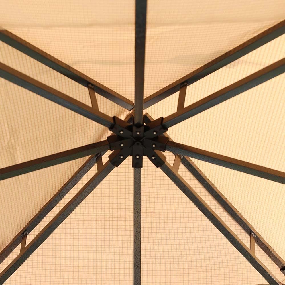MOST WANTED Delight Gazebo Tent Steel Frame With Polyester Roof Square Shape Tent With Curtain Water And Uv Resistant Garden Patio Canopy Modern Outdoor Furniture 2.7X2.7M - Beige