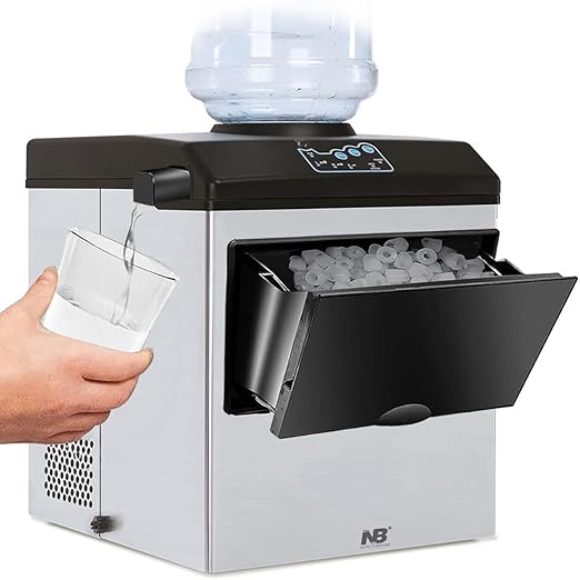2-in-1 Stainless Steel Ice Maker & Cold Water Dispenser – 48 lbs/Day, 3 Ice Sizes, Self-Cleaning