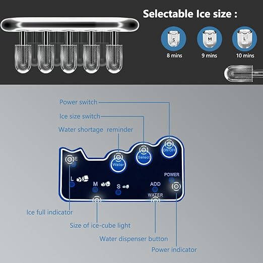 2-in-1 Stainless Steel Ice Maker & Cold Water Dispenser – 48 lbs/Day, 3 Ice Sizes, Self-Cleaning