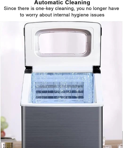 A-30KG Automatic Countertop Ice Maker – 25–30KG/Day Stainless Steel Ice Cube Machine for Home, Café & Restaurant