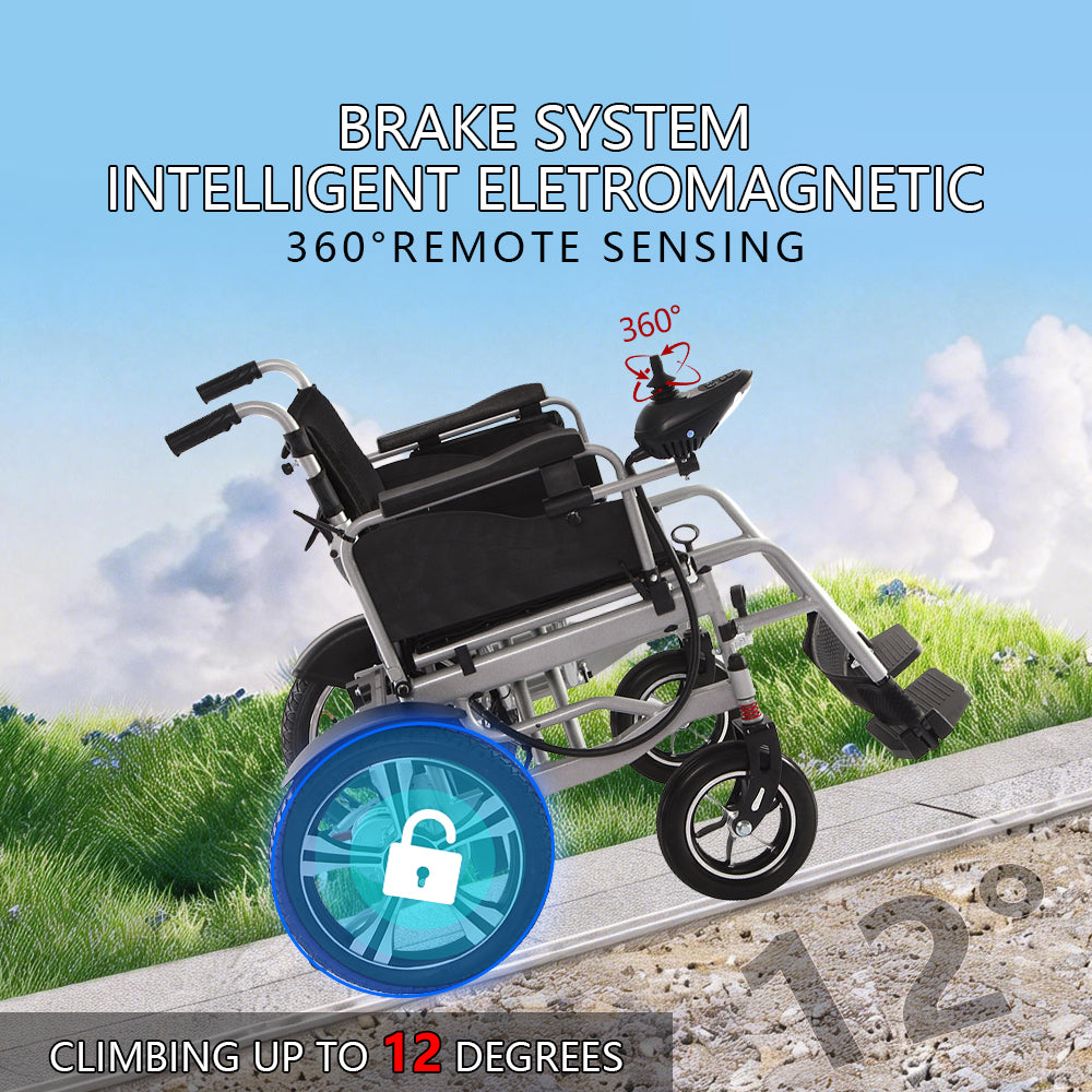 52cm Widen Seat Lightweight Foldable Electric Wheelchair All Terrain Power Wheel Chair for Adults, Seniors, Elderly