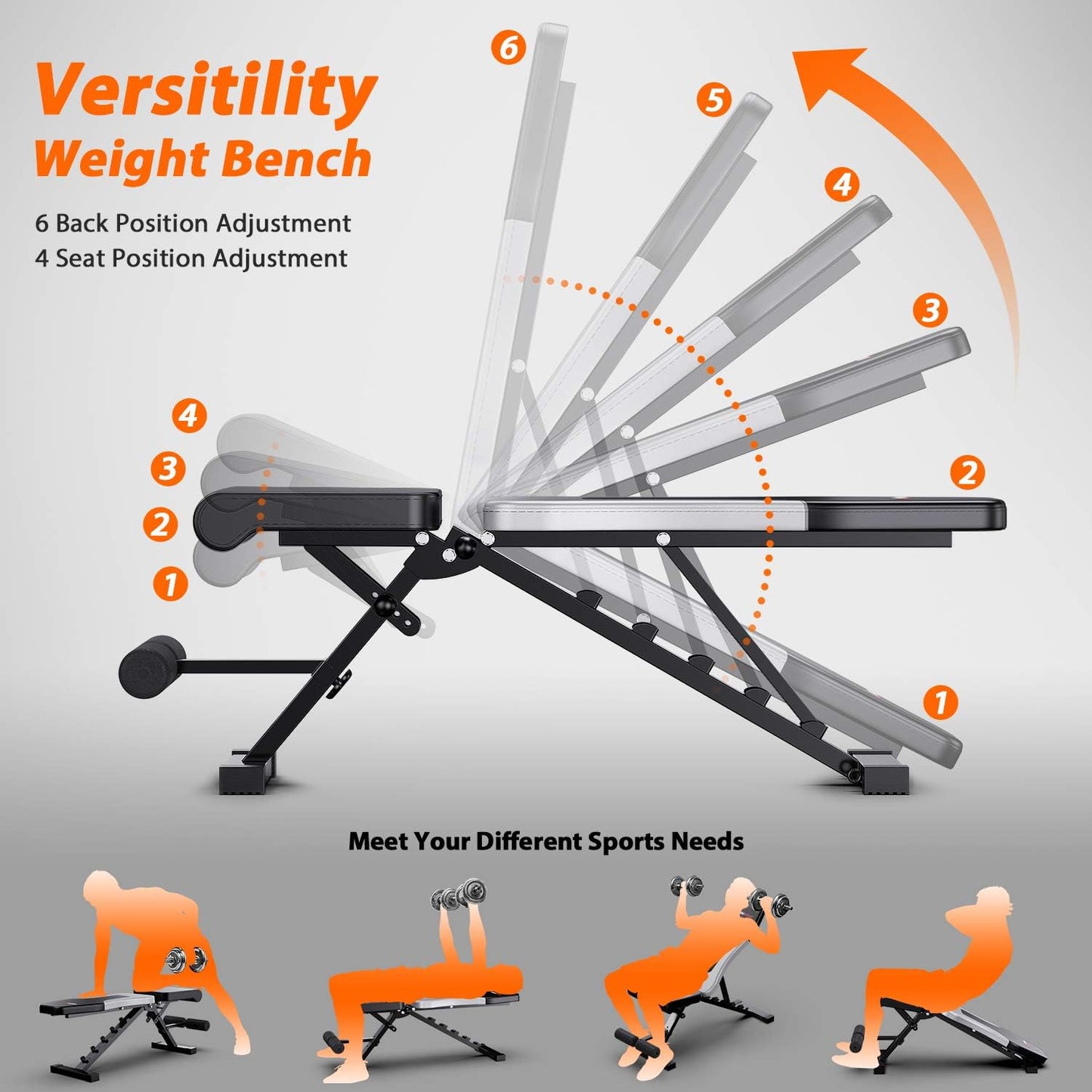 Adjustable weight work table folding training table home training gym tilt refuse flat lying down push whole body exercise