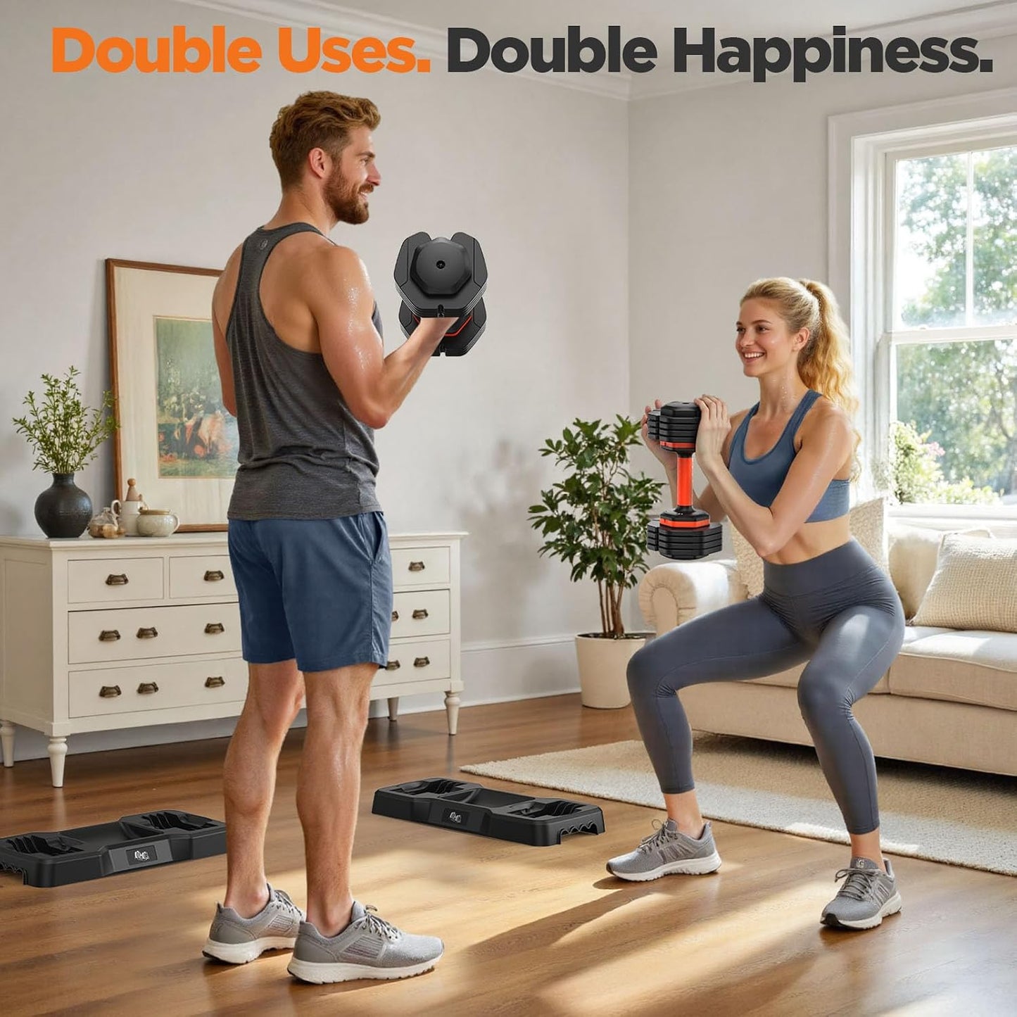55lbs Weights Dumbbell Set with Storage Box, Updated Adjustable Dumbbell Set of 2, 55lbs Adjustable