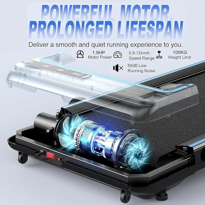 Folding Treadmill, 2 in 1 Under Desk Treadmill with Bluetooth Audio for Office, Home, Adjustable Speeds