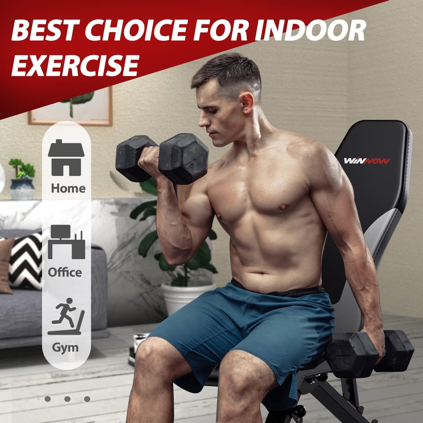 Adjustable weight work table folding training table home training gym tilt refuse flat lying down push whole body exercise