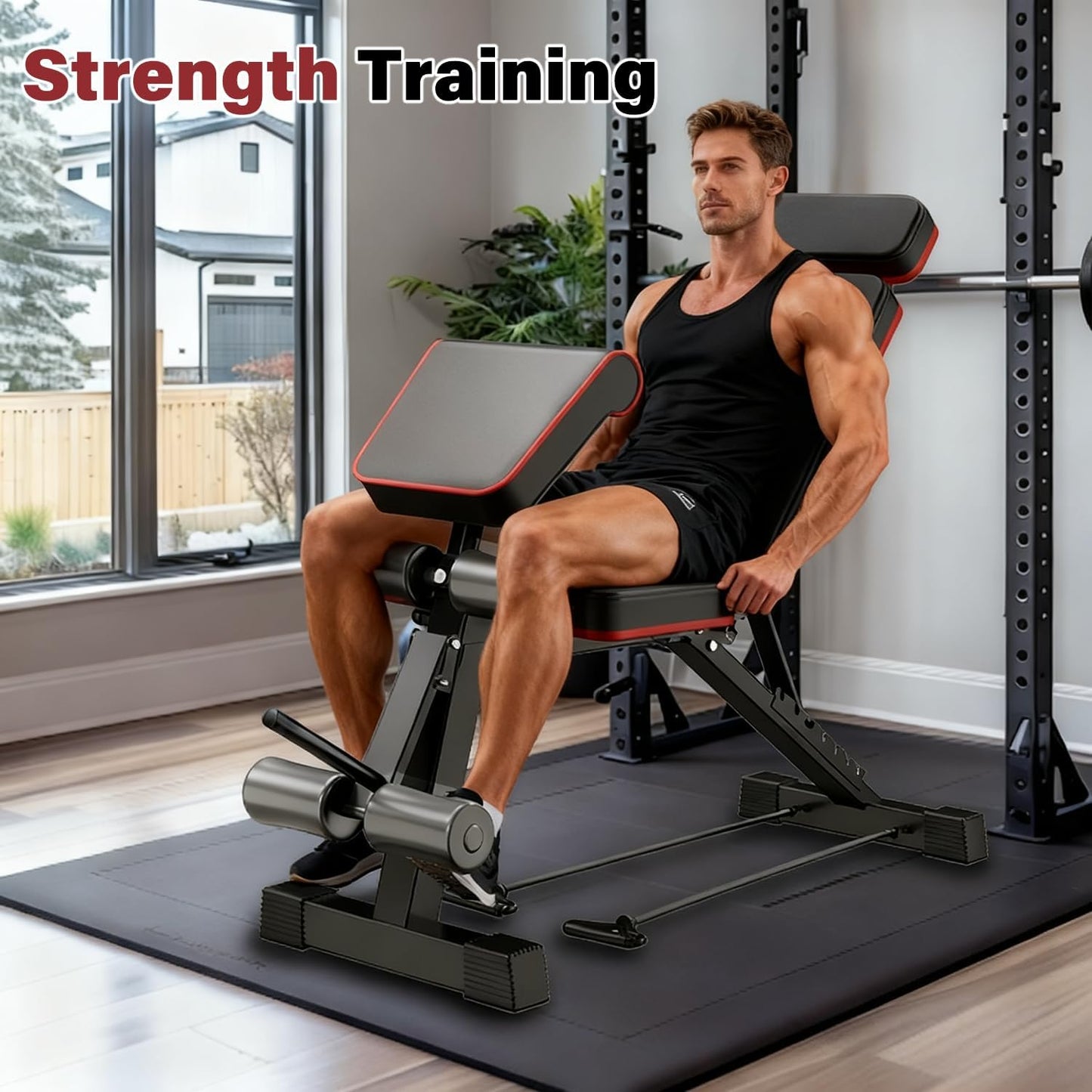 Adjustable Weight Bench - Multifunctional Fitness Bench, Foldable Exercise Workout Bench for Full Body Exercise