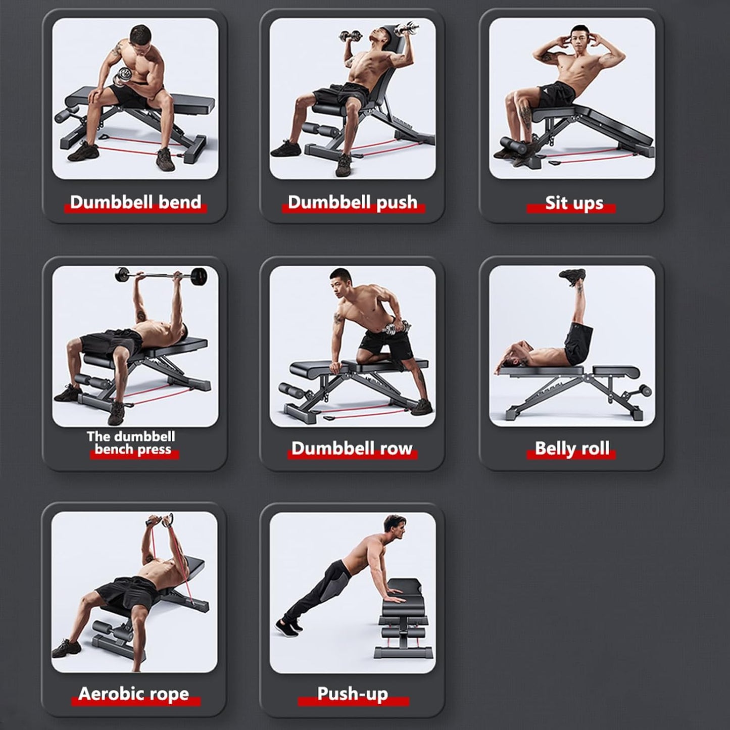 Adjustable Weight Bench Full Body Workout Multi-Purpose Foldable Strength Training Benches Decline Incline Bench for Home Gym