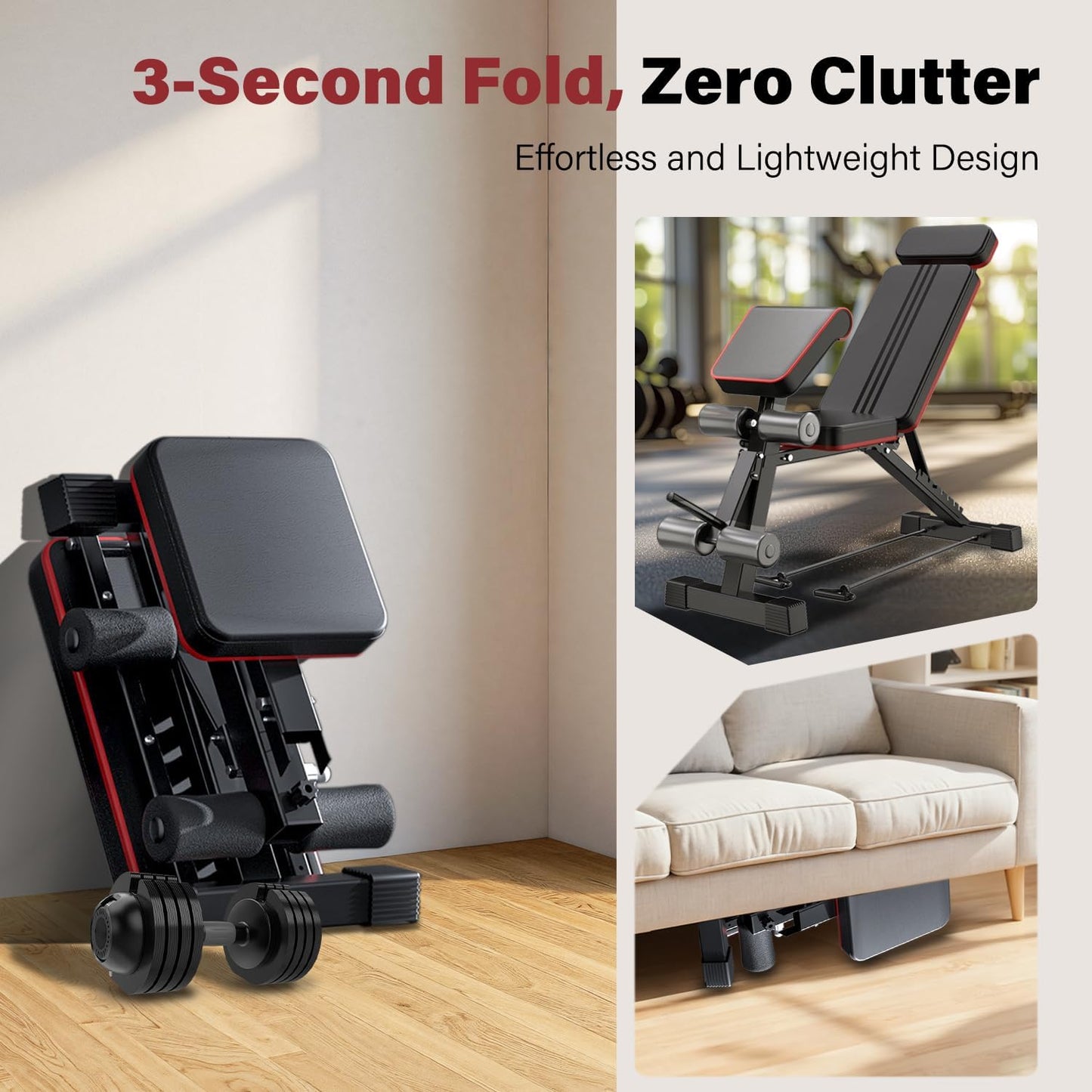 Adjustable Weight Bench - Multifunctional Fitness Bench, Foldable Exercise Workout Bench for Full Body Exercise