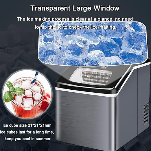 A-30KG Automatic Countertop Ice Maker – 25–30KG/Day Stainless Steel Ice Cube Machine for Home, Café & Restaurant