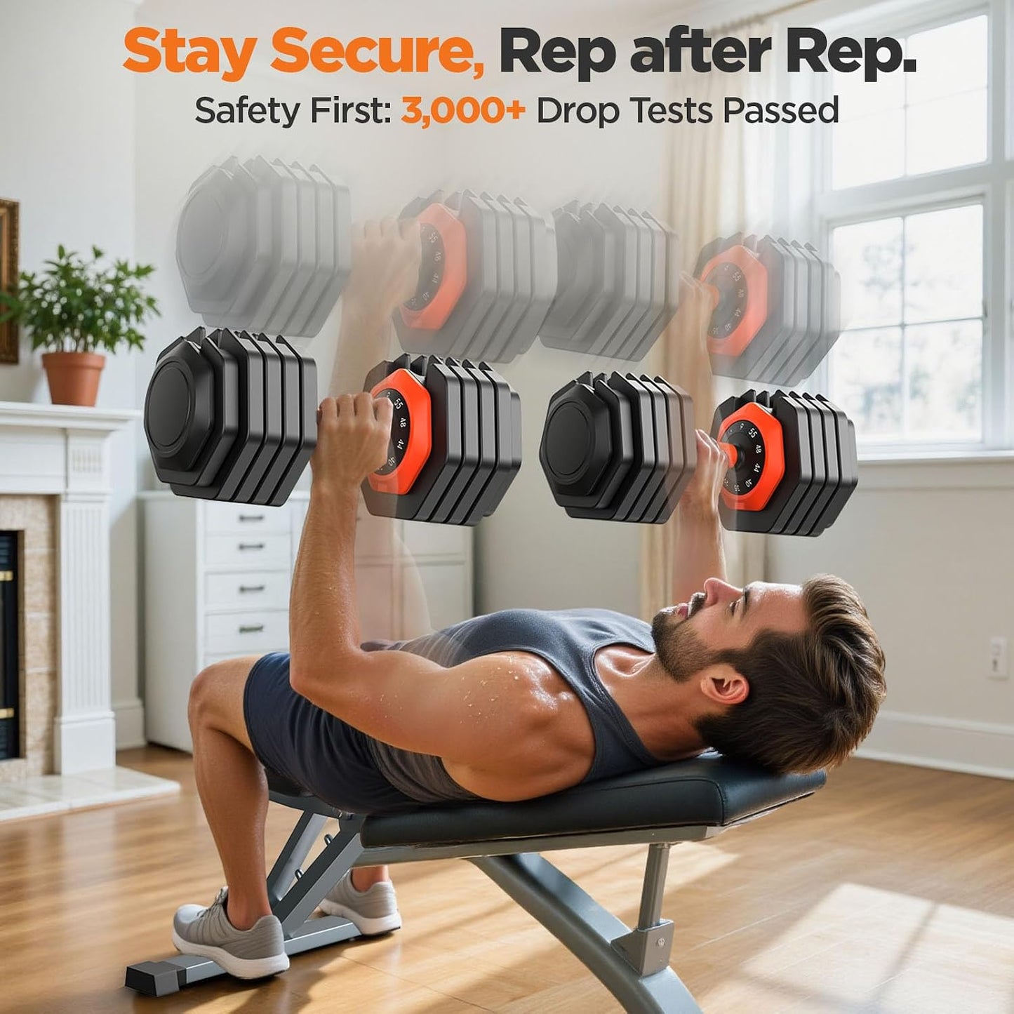 Adjustable Dumbbell Set Pair 55lbs, 10-in-1 Free Weight