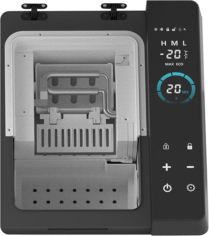 Dual-Zone Portable Fridge & Ice Maker – Car Refrigerator with Fast Ice, Wheels, Pull Handle & Child Lock