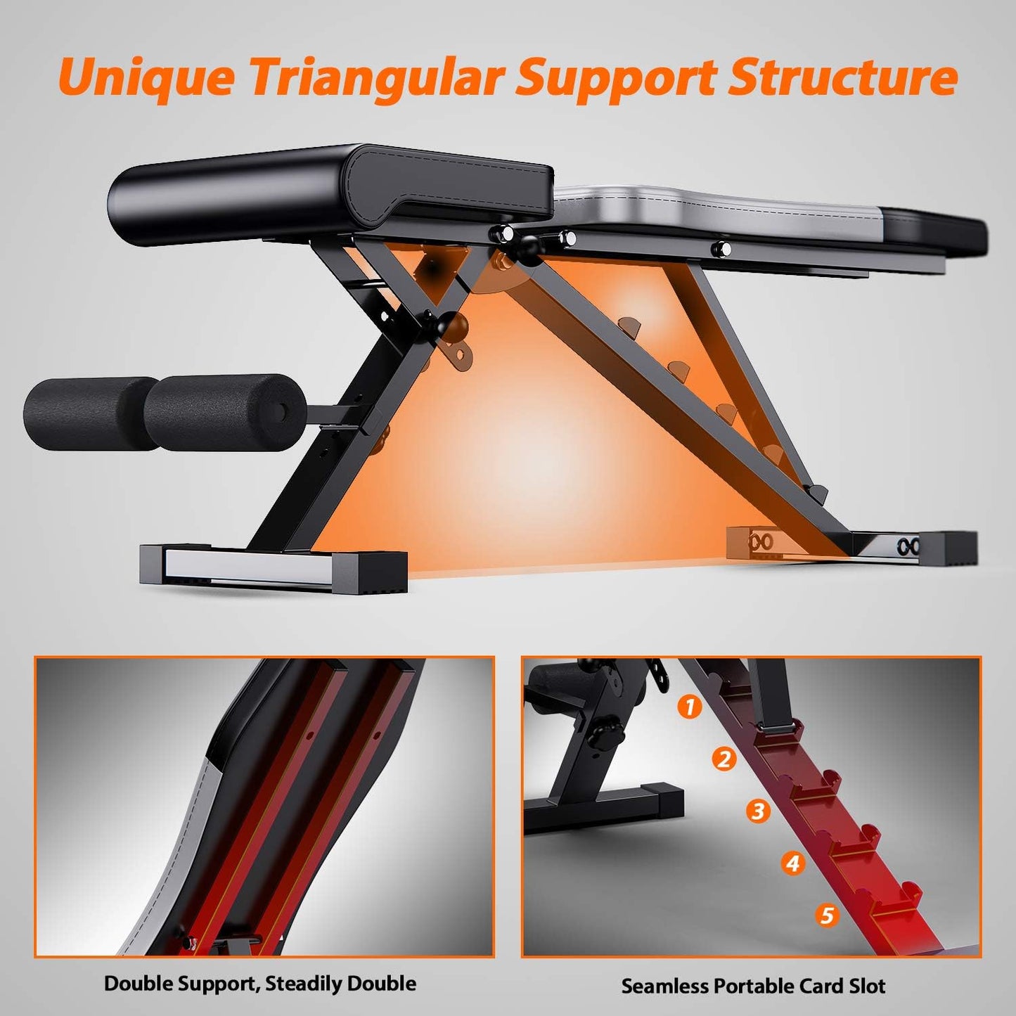 Adjustable weight work table folding training table home training gym tilt refuse flat lying down push whole body exercise