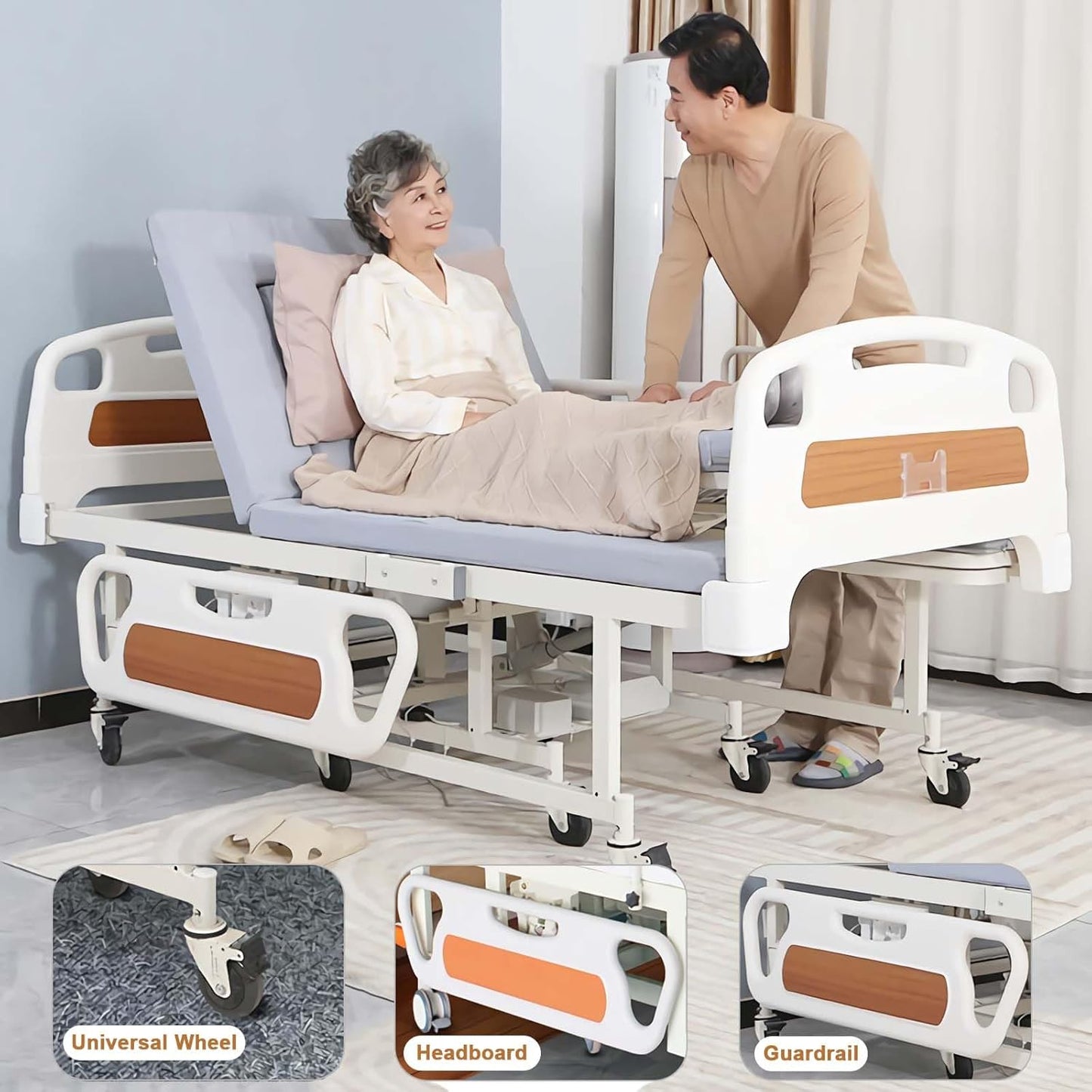 Multi-Functional Nursing Bed Adjustable Electric Hospital Bed For Elderly, With Wheelchair And Toilet Feature