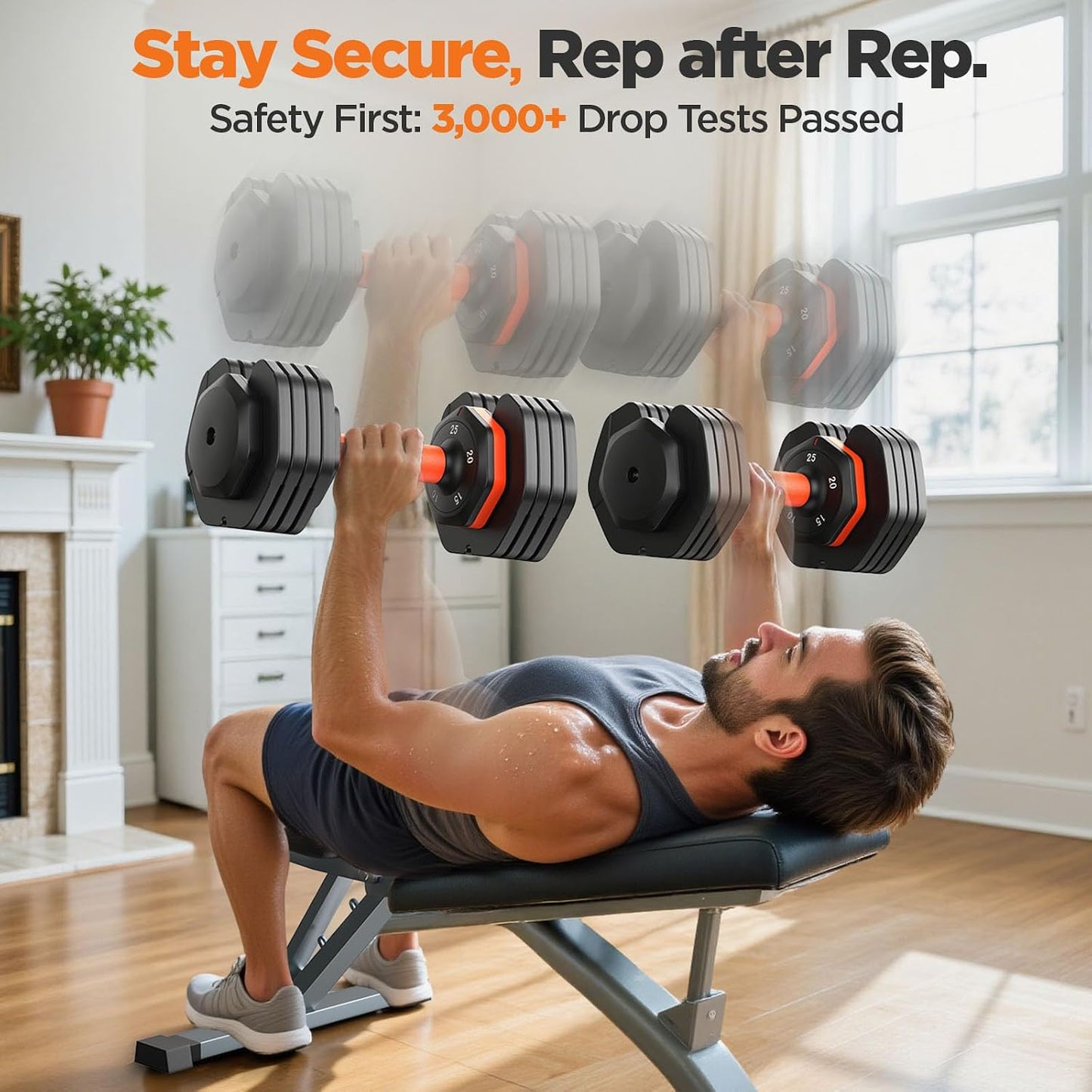 55lbs Weights Dumbbell Set with Storage Box, Updated Adjustable Dumbbell Set of 2, 55lbs Adjustable