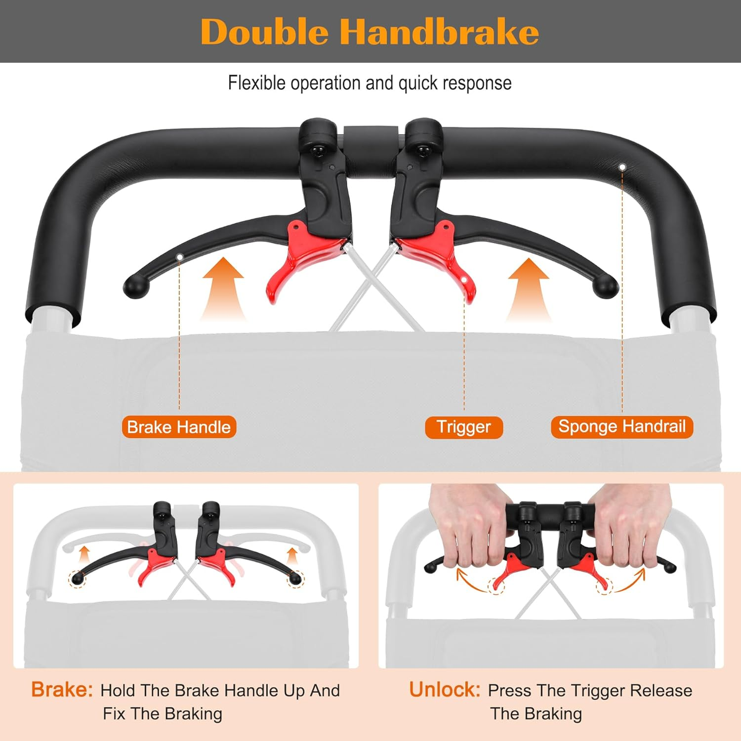 Manual Wheelchair Lightweight Foldable Transport Wheelchair Travel Wheelchair Support 220lbs with Telescopic Handle