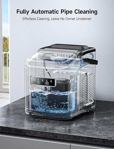 Compact Portable Ice Maker – 15KG/Day with 2 Ice Sizes, Self-Cleaning and Carry Handle – Black