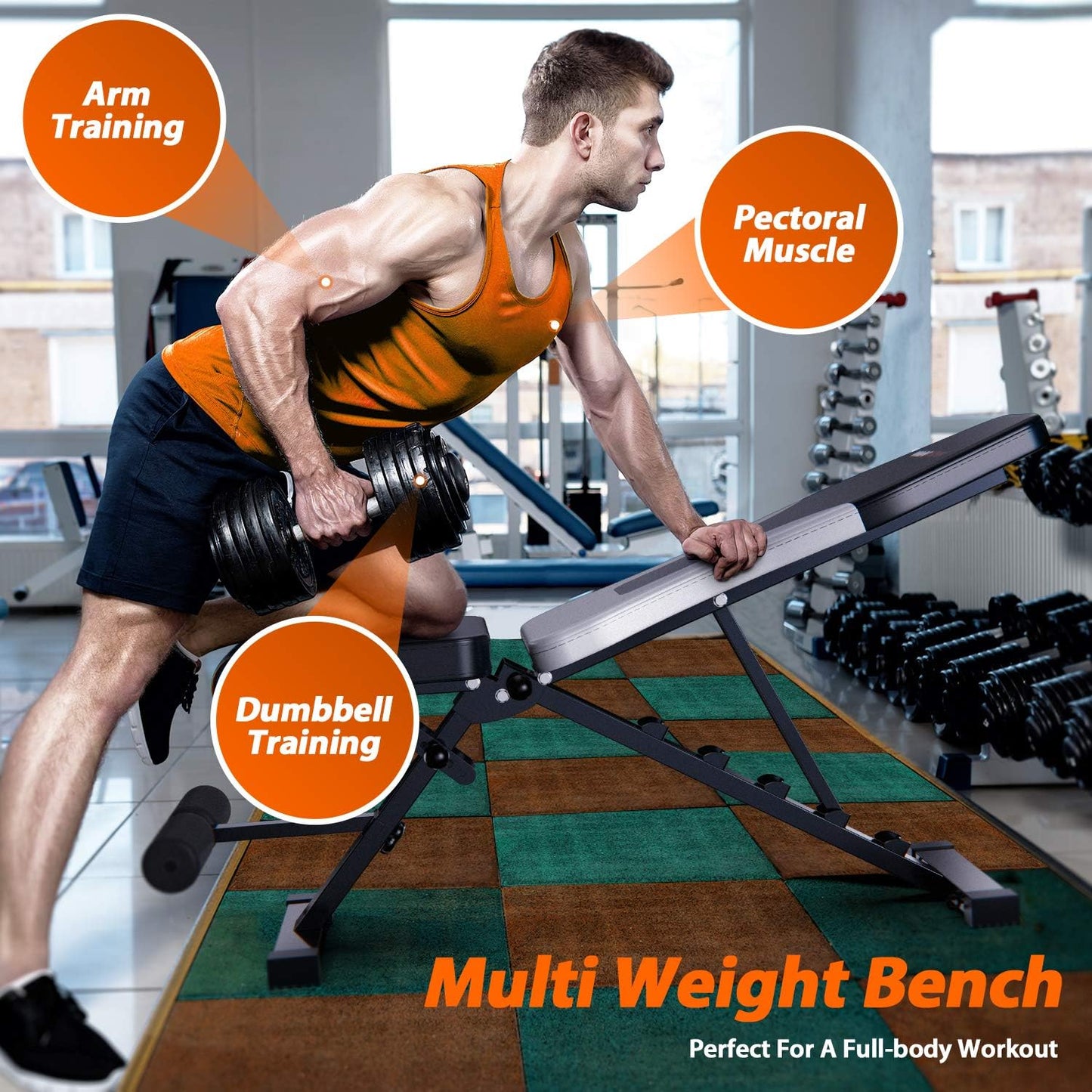 Adjustable weight work table folding training table home training gym tilt refuse flat lying down push whole body exercise