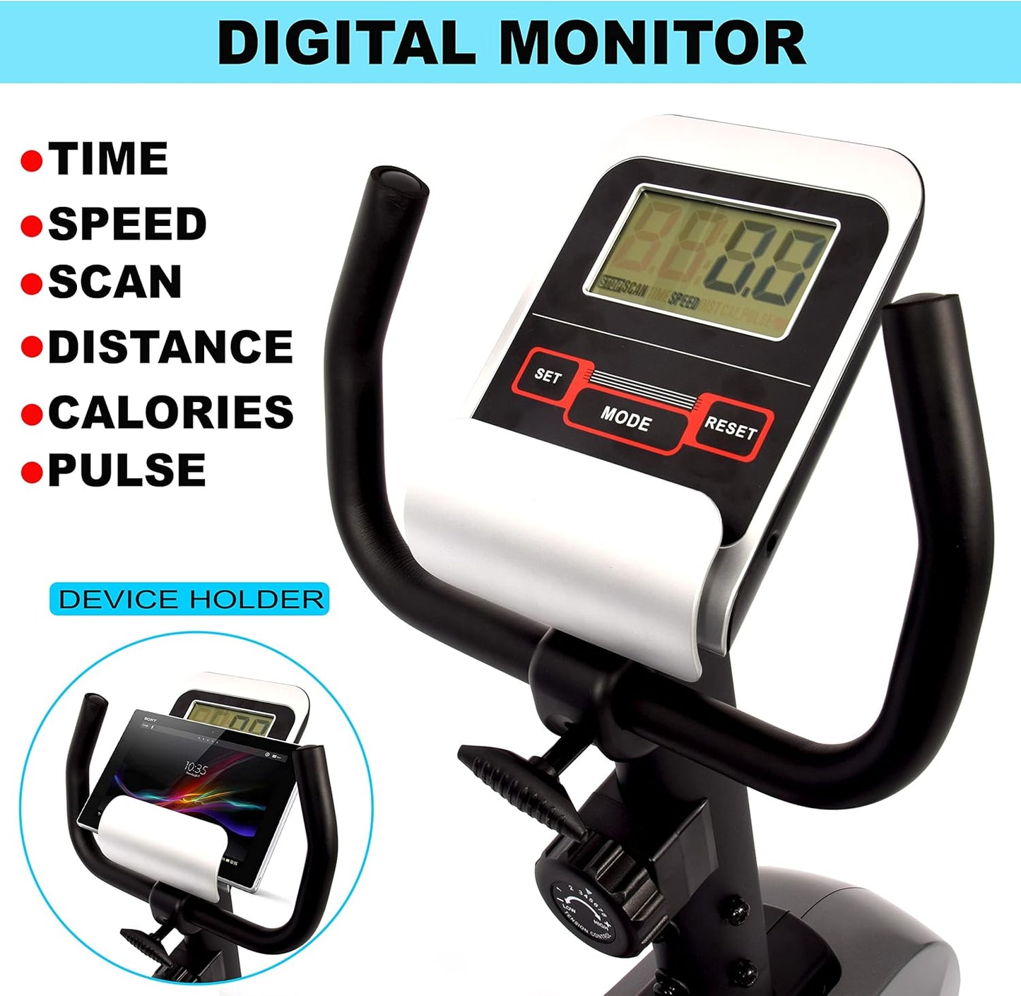 Recumbent Exercise Bike with 8-Level Magnetic Resistance, 2-Way Flywheel, Adjustable Seat, Digital Display, and Workout App Compatibility for Home Gym Fitness