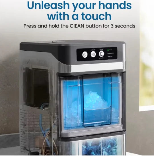 Automatic Countertop Nugget Ice Maker – 17KG/Day Portable Chewable Pellet Ice Machine with Self-Cleaning