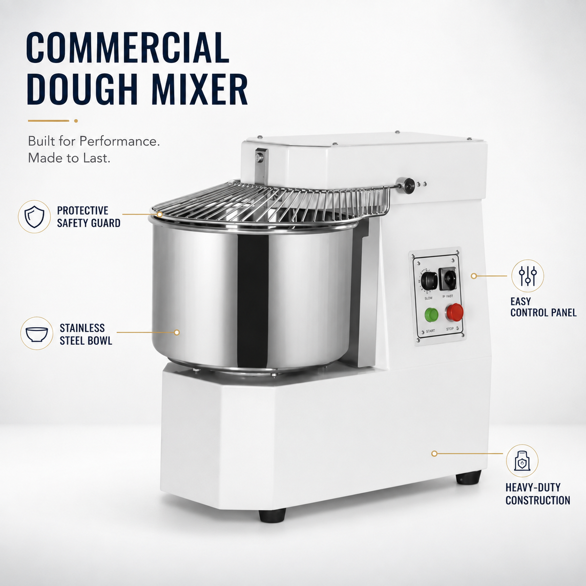 DH-50AG Spiral Mixer 50L Fixed Head Double Speed Dough Mixer – Italian Technology