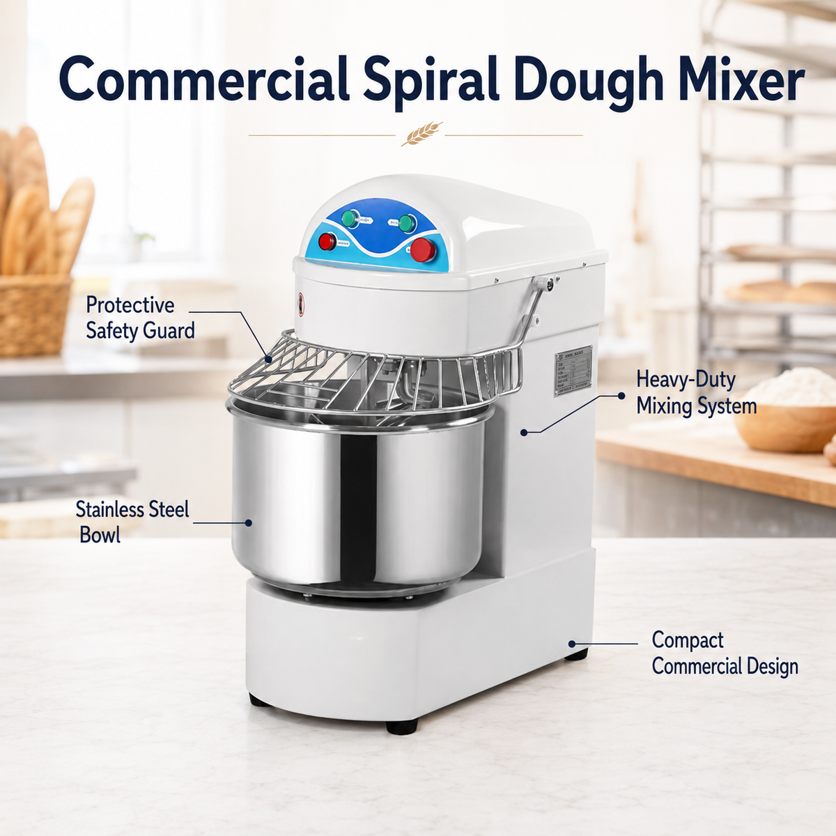 DH-20A Spiral Mixer 20L Double Speed Commercial Dough Mixer – Italian Technology