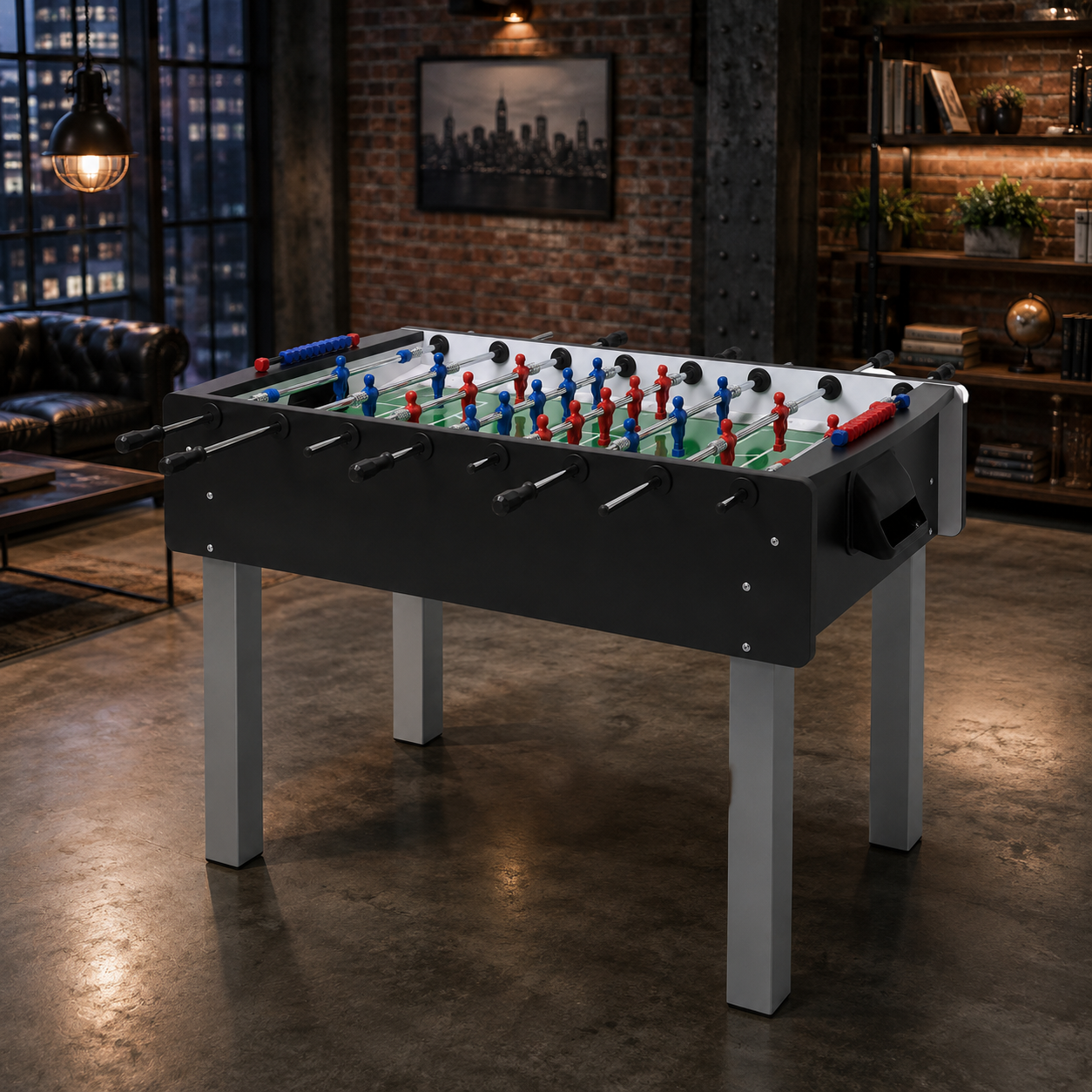 Gcc Mall Match Foosball Table Black Edition 22mm MDF Football Table with Tempered Glass Playfield