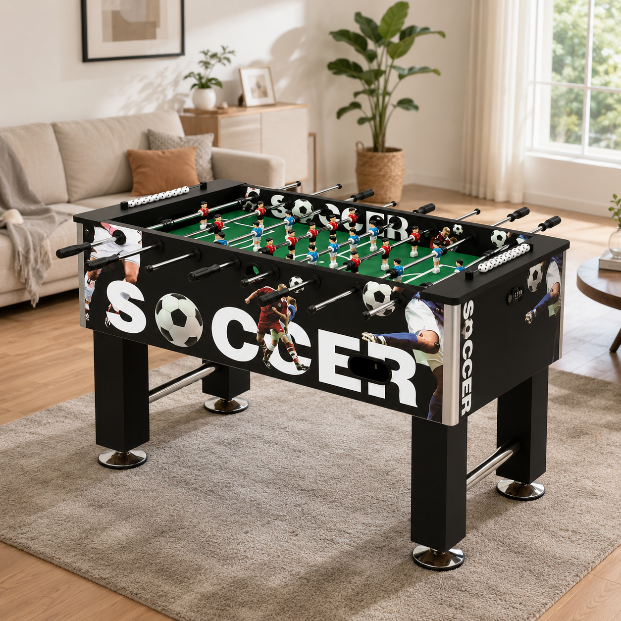 ST101D Funky Design Foosball Table Compact MDF Soccer Table with Chrome Steel Rods