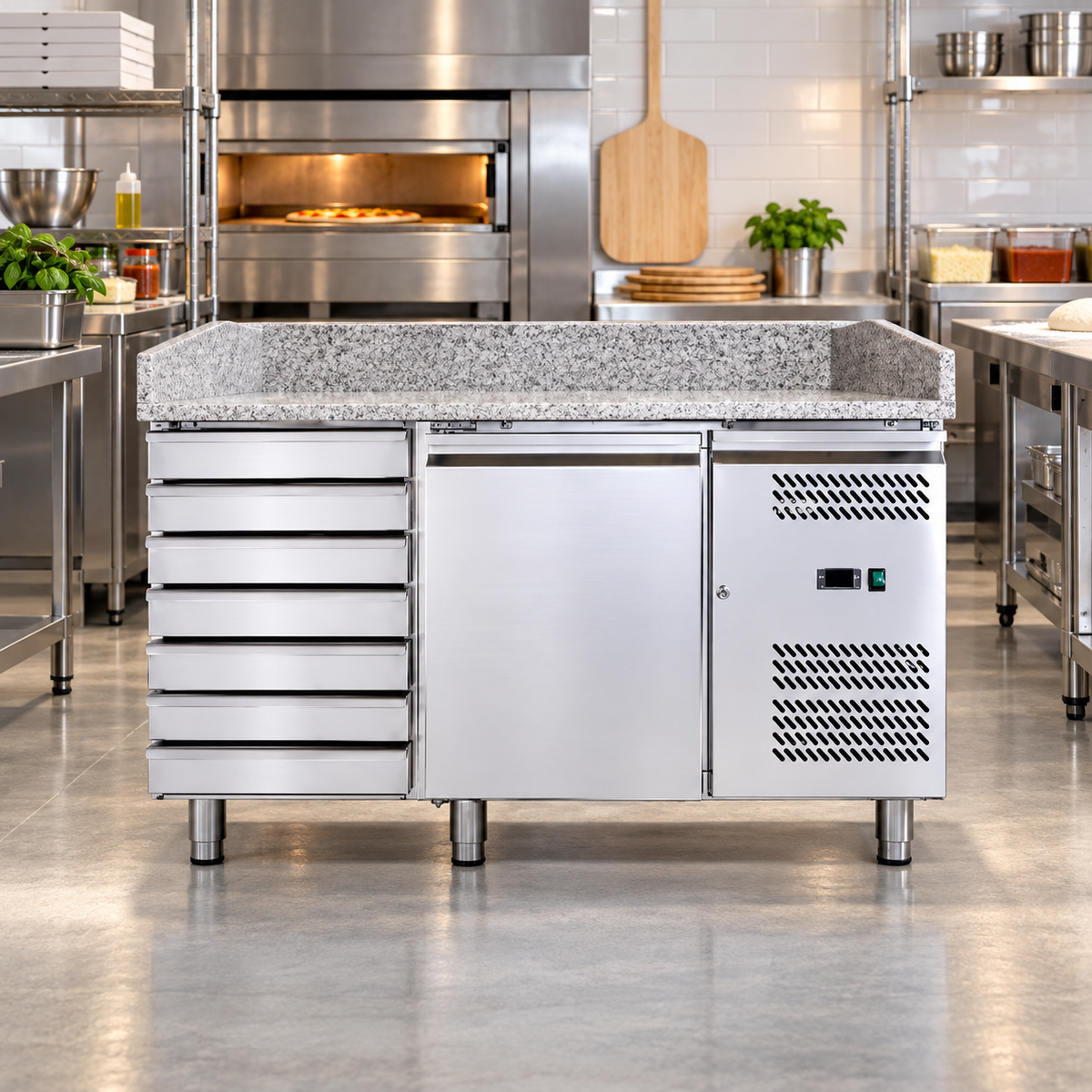 Dinox PZ1610TN Pizza Preparation Counter Chiller 221L | Marble Top | Drawer | +2°C to +8°C | Italian Technology