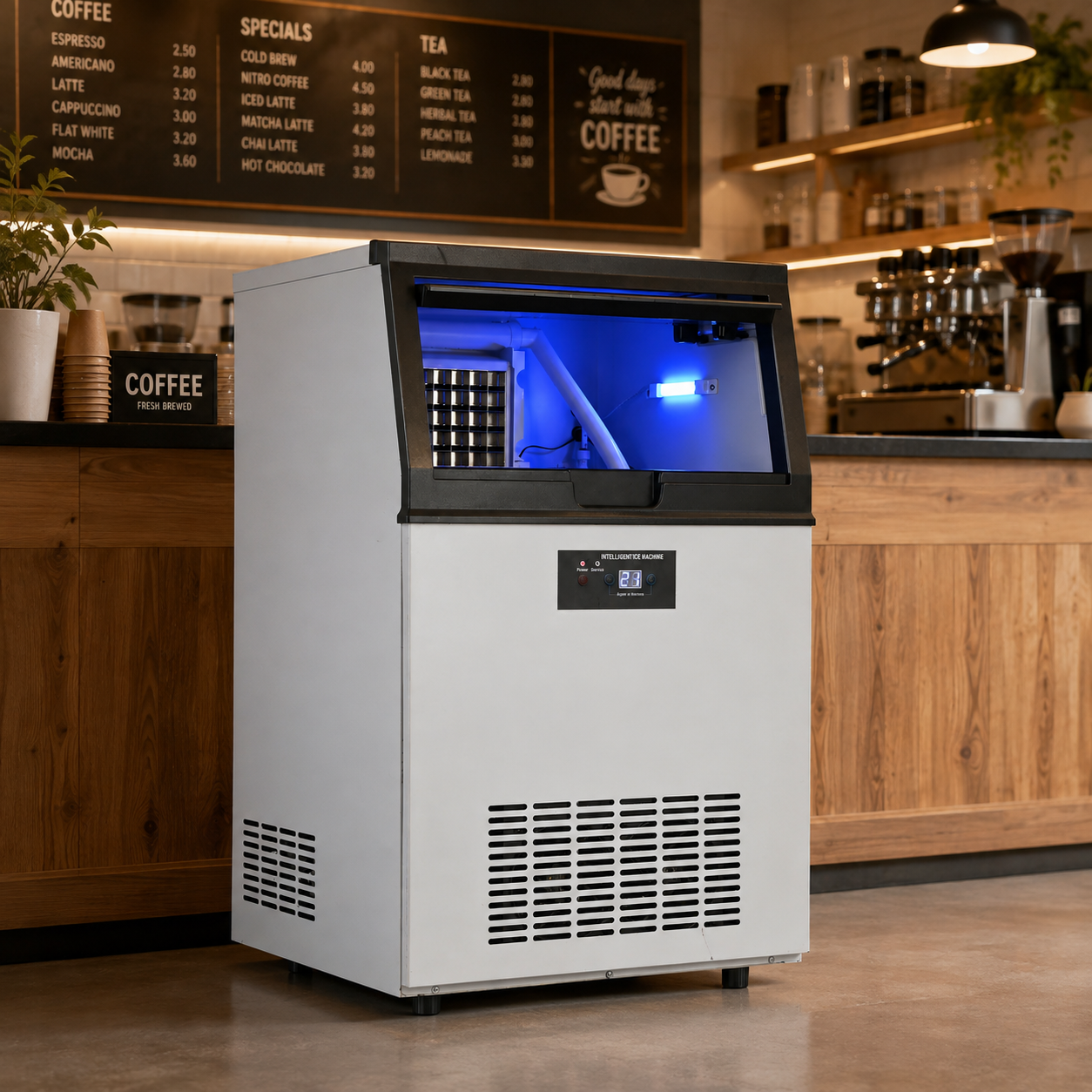 Commercial Ice Maker-120-130KG/day Large Capacity, 65 Ice Cubes are Made in 15 Minutes