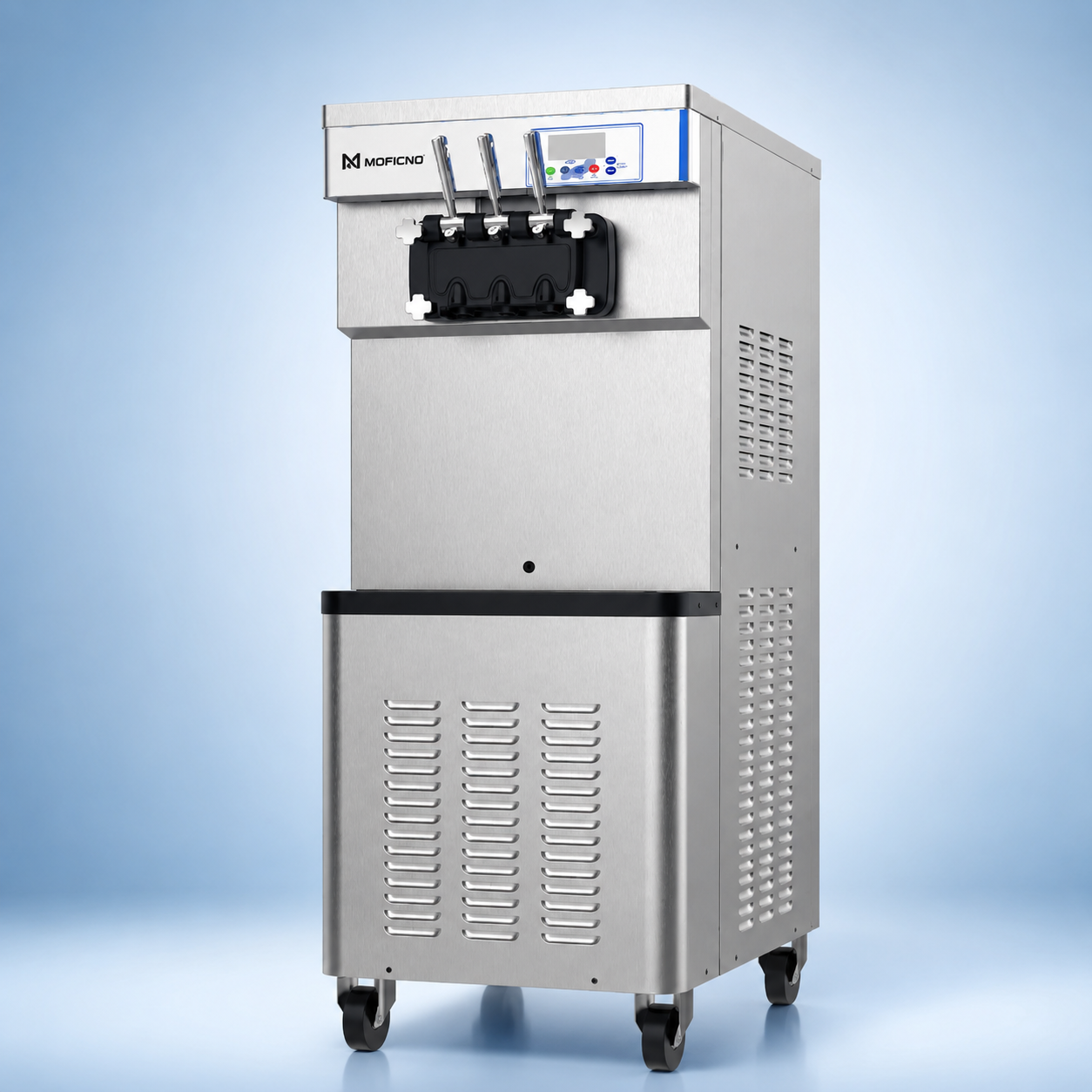 Ice Cream Machine with 3 Flavors Commercial Ice Cream Maker 2500W Compressor Soft Ice Cream Machine with LCD Panel for Restaurants Snack Bar
